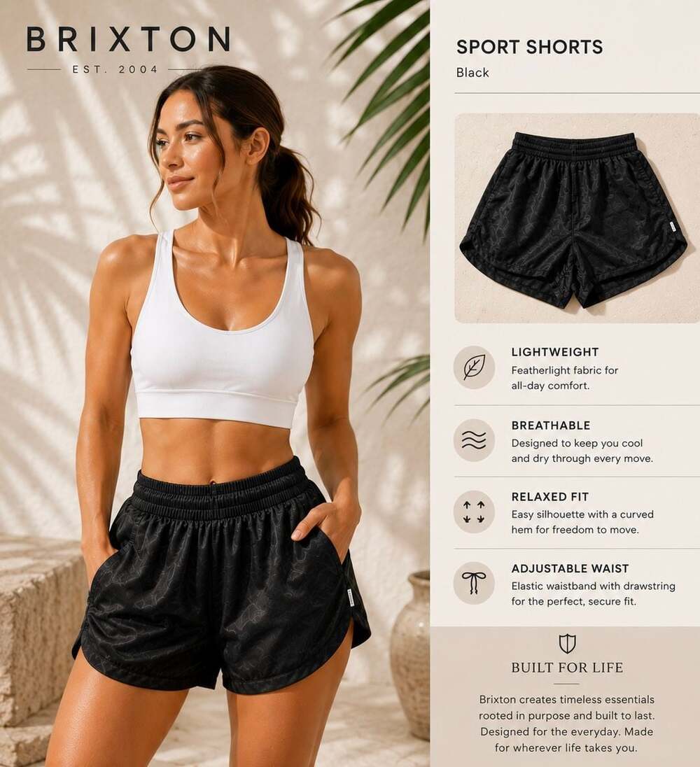 Brixton Relaxed Fit Lightweight Sport Shorts